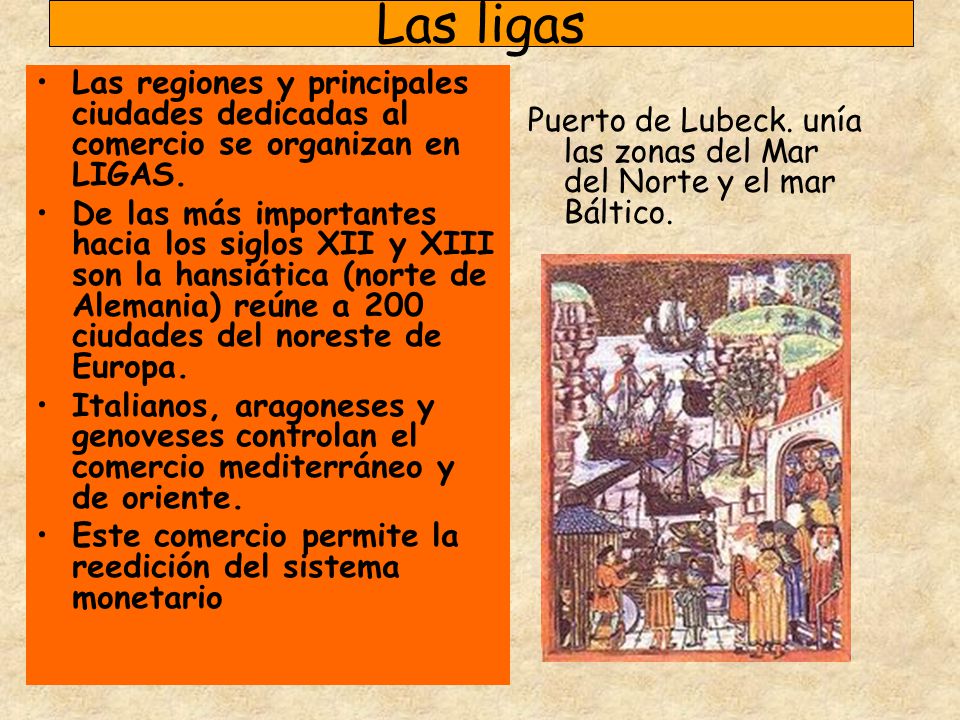 Las ligas Las regiones y principales ciudades dedicadas al comercio se organizan en LIGAS.