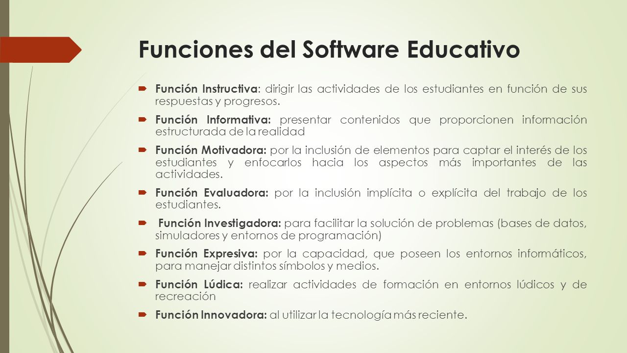 Funciones del Software Educativo