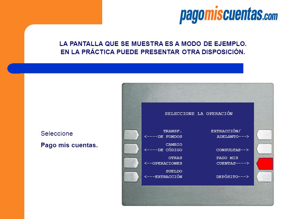 LA PANTALLA QUE SE MUESTRA ES A MODO DE EJEMPLO.