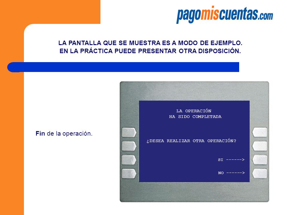 LA PANTALLA QUE SE MUESTRA ES A MODO DE EJEMPLO.