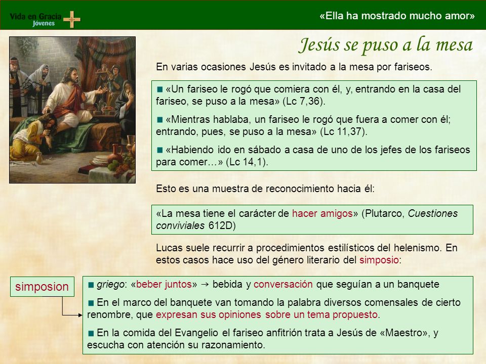 Jesús se puso a la mesa simposion «Ella ha mostrado mucho amor»