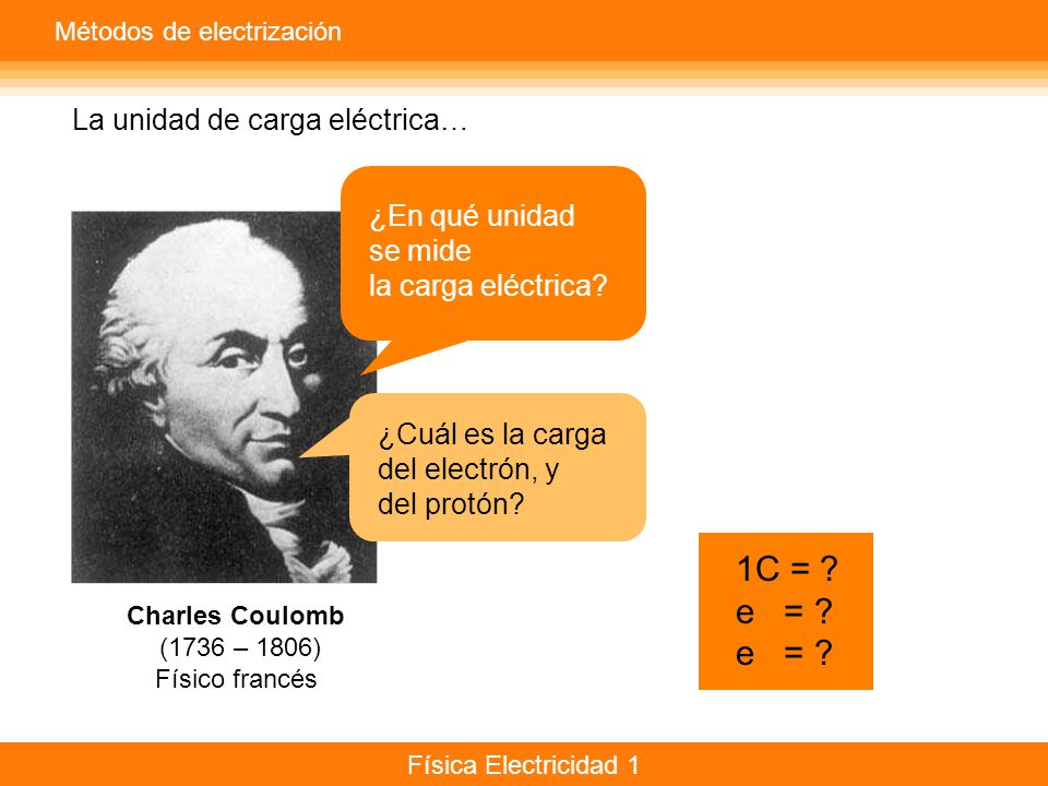 1C = e = La unidad de carga eléctrica… ¿En qué unidad se mide