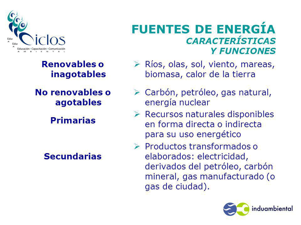FUENTES DE ENERGÍA CARACTERÍSTICAS Y FUNCIONES