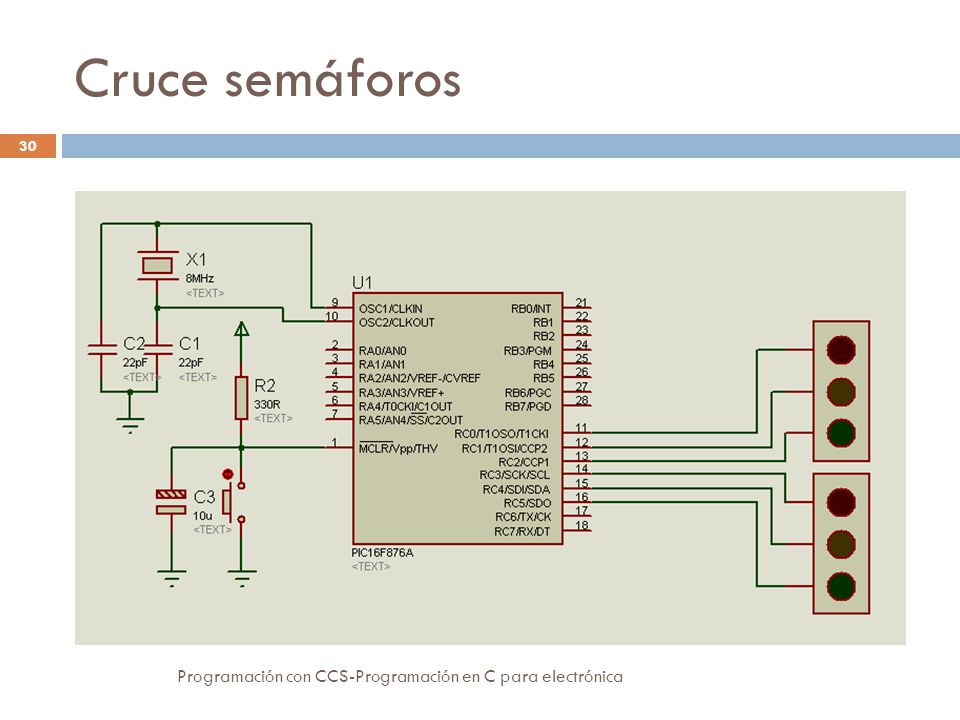 Cruce semáforos Programación con CCS-Programación en C para electrónica