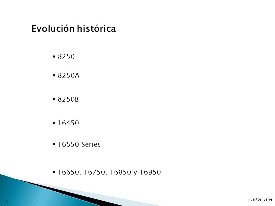 Evolución histórica A 8250B Series