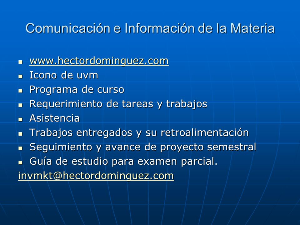 Comunicación e Información de la Materia