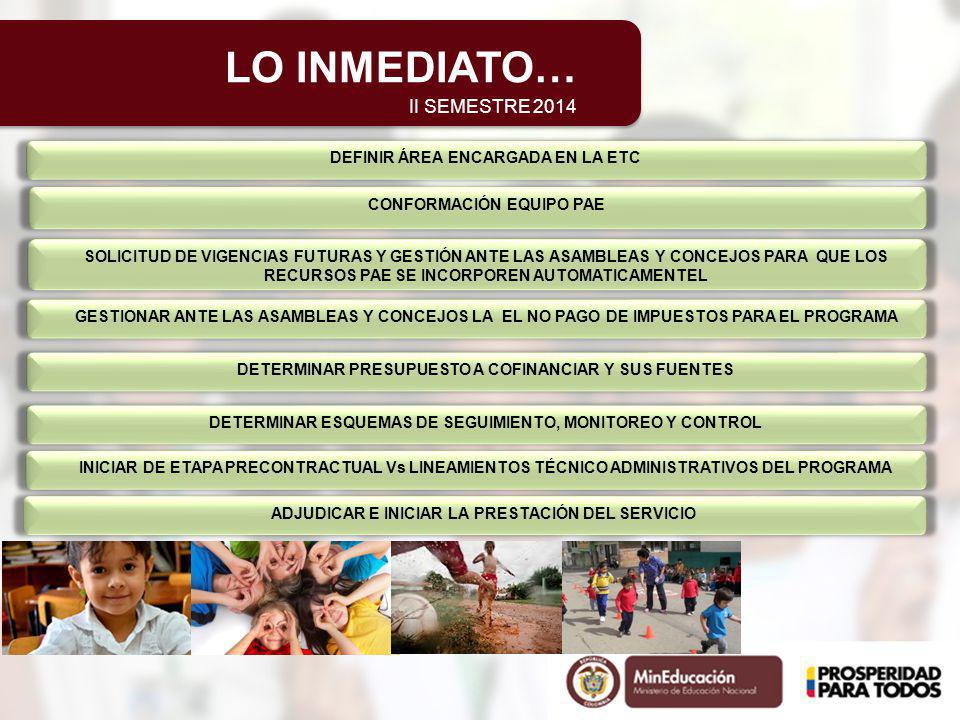 LO INMEDIATO… II SEMESTRE 2014 DEFINIR ÁREA ENCARGADA EN LA ETC