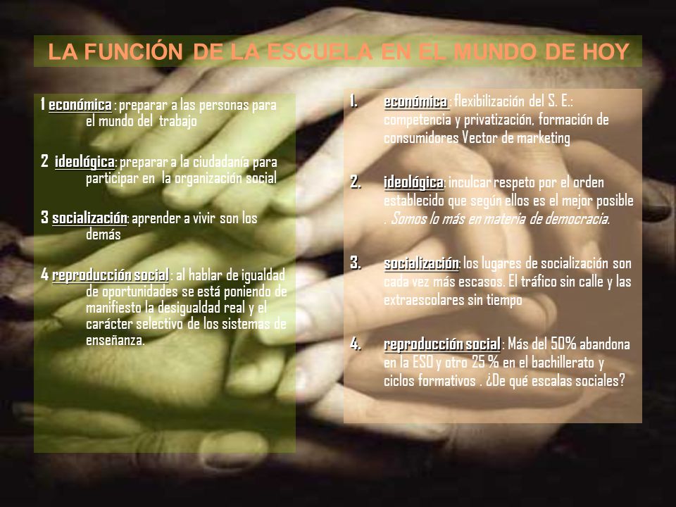 LA FUNCIÓN DE LA ESCUELA EN EL MUNDO DE HOY