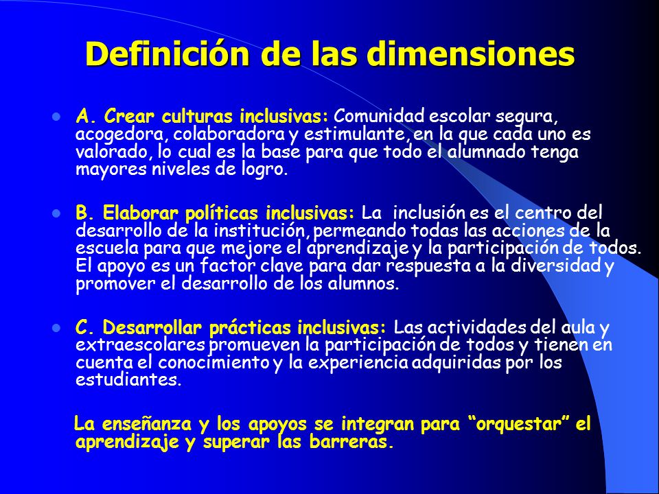 Definición de las dimensiones