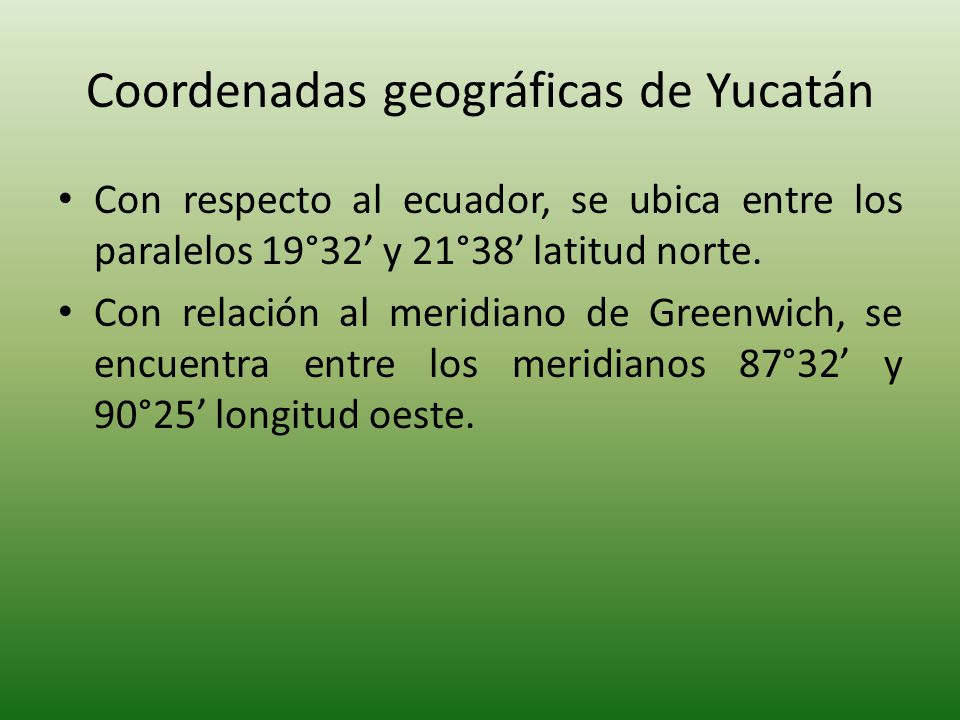Coordenadas geográficas de Yucatán