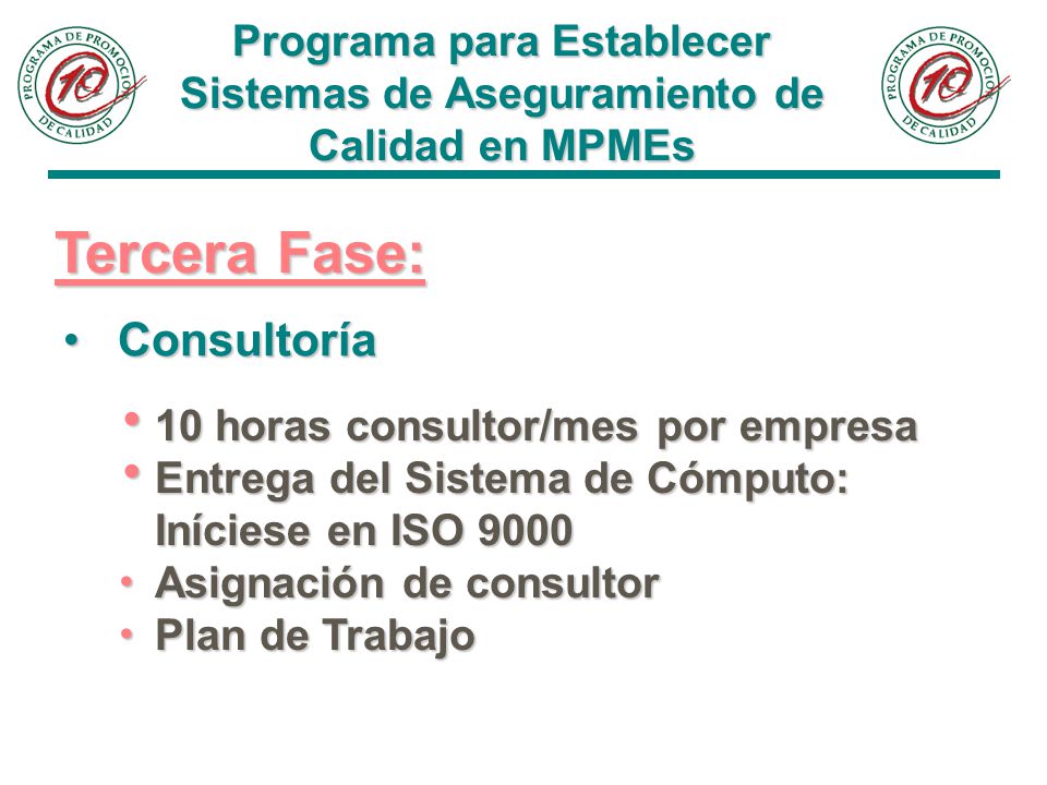 Programa para Establecer Sistemas de Aseguramiento de Calidad en MPMEs