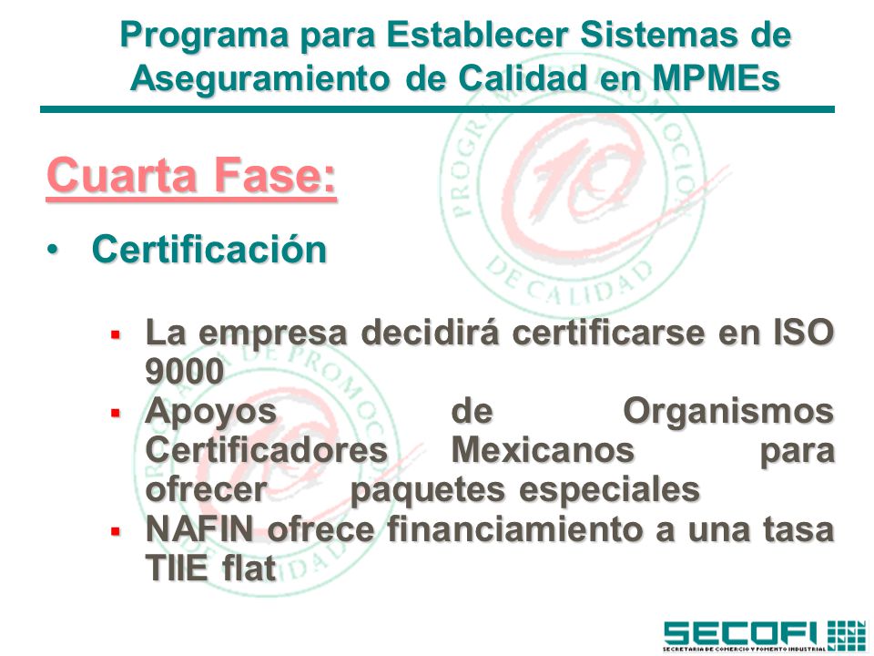 Programa para Establecer Sistemas de Aseguramiento de Calidad en MPMEs