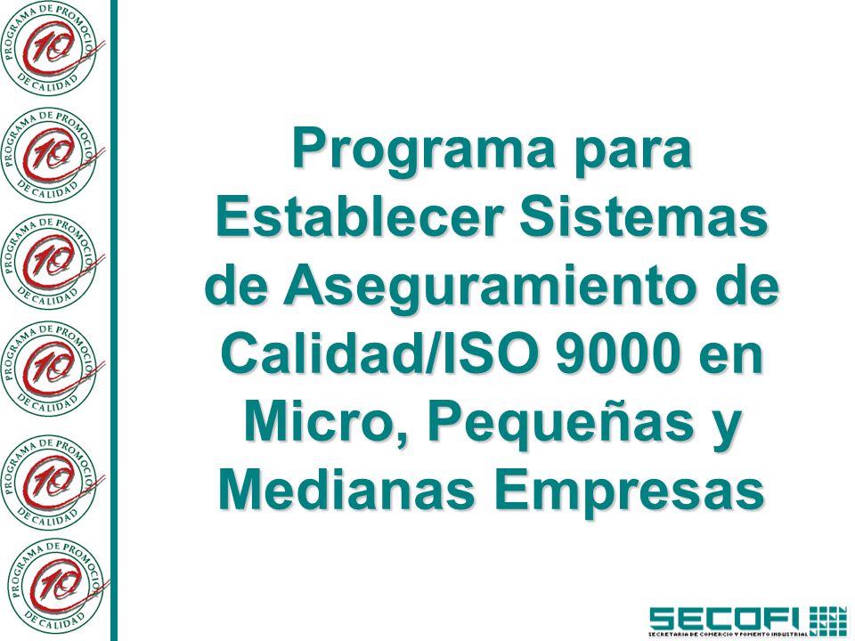 Programa para Establecer Sistemas de Aseguramiento de Calidad/ISO 9000 en Micro, Pequeñas y Medianas Empresas