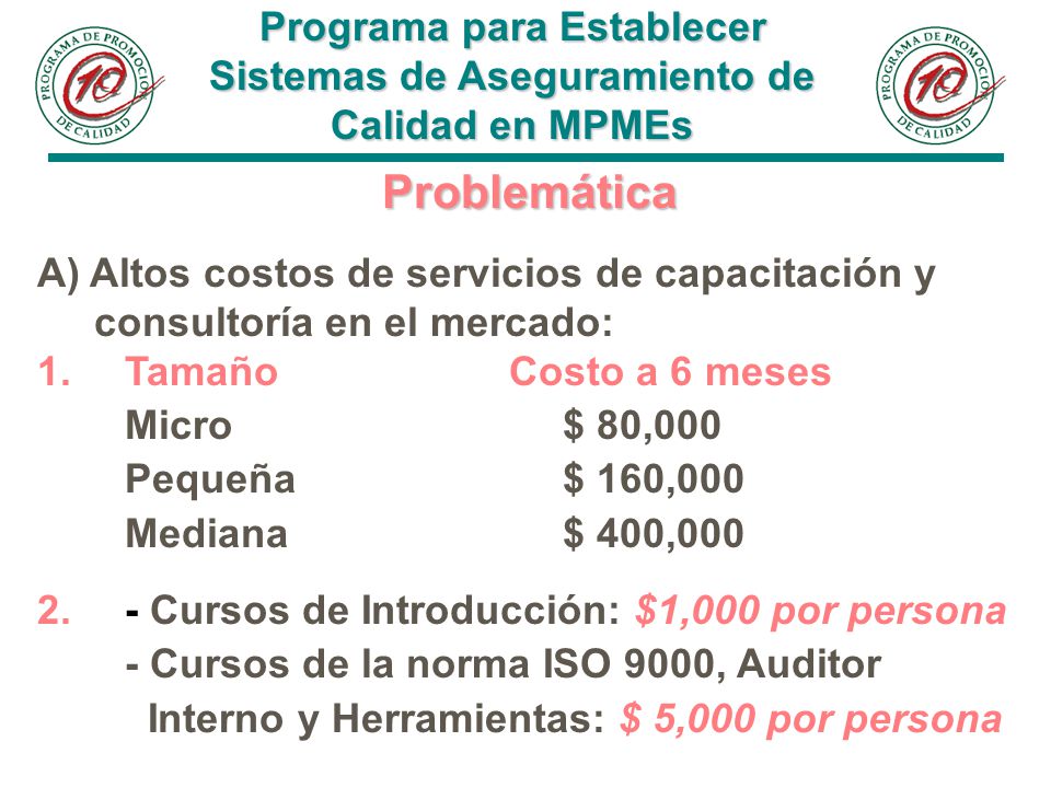 Programa para Establecer Sistemas de Aseguramiento de Calidad en MPMEs