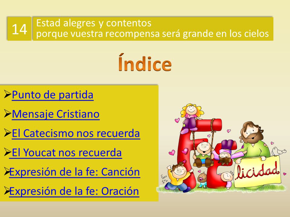 Índice 14 Punto de partida Mensaje Cristiano El Catecismo nos recuerda
