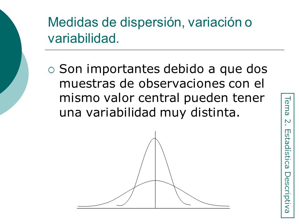 Medidas de dispersión, variación o variabilidad.