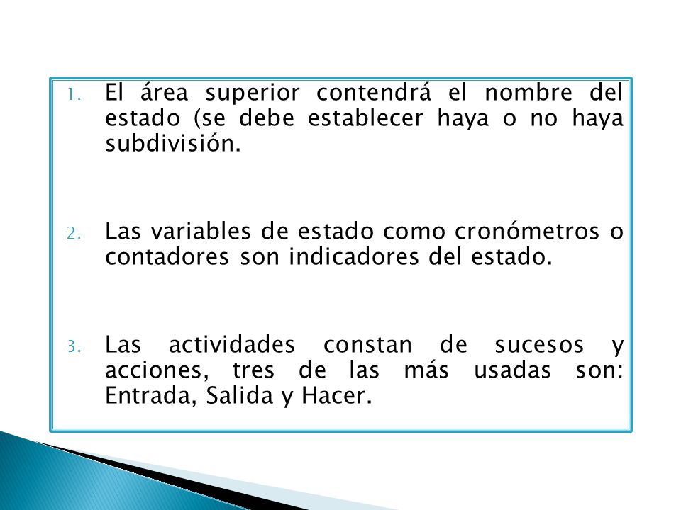 El área superior contendrá el nombre del estado (se debe establecer haya o no haya subdivisión.