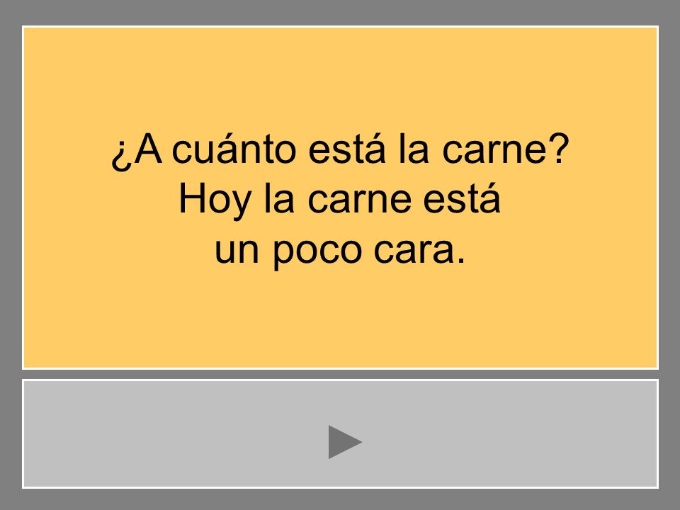 ¿A cuánto está la carne Hoy la carne está un poco cara.