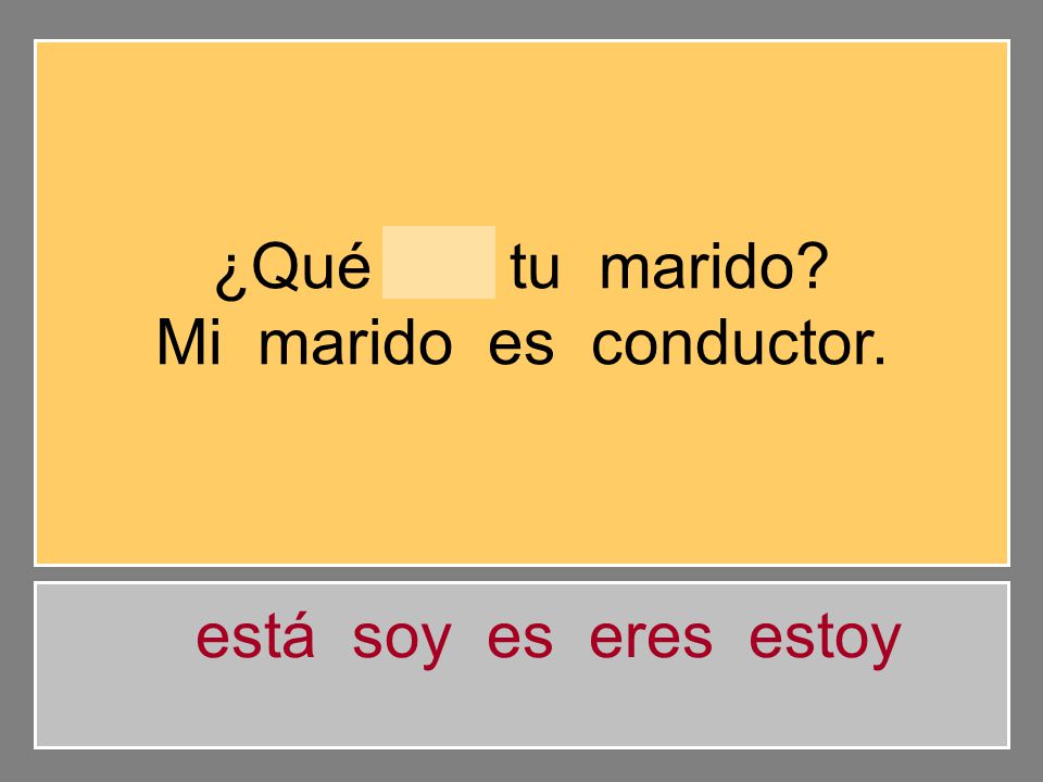 ¿Qué es tu marido Mi marido es conductor. está soy es eres estoy