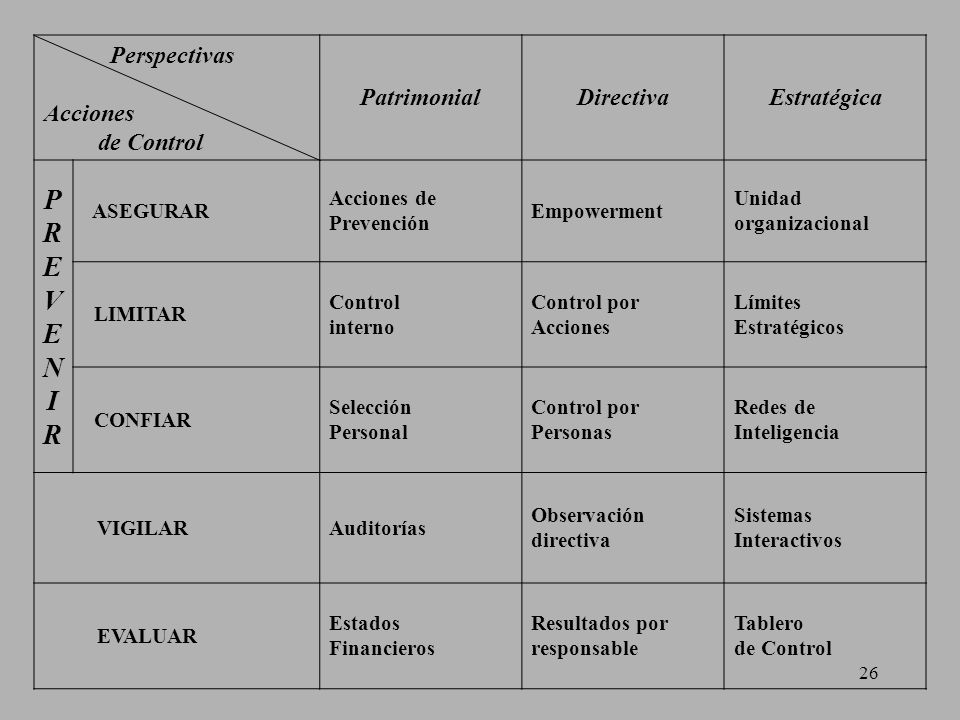 P R E V N I Perspectivas Acciones de Control Patrimonial Directiva
