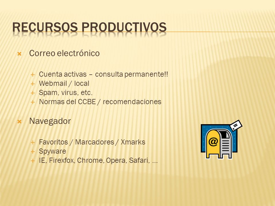 Recursos Productivos Correo electrónico Navegador