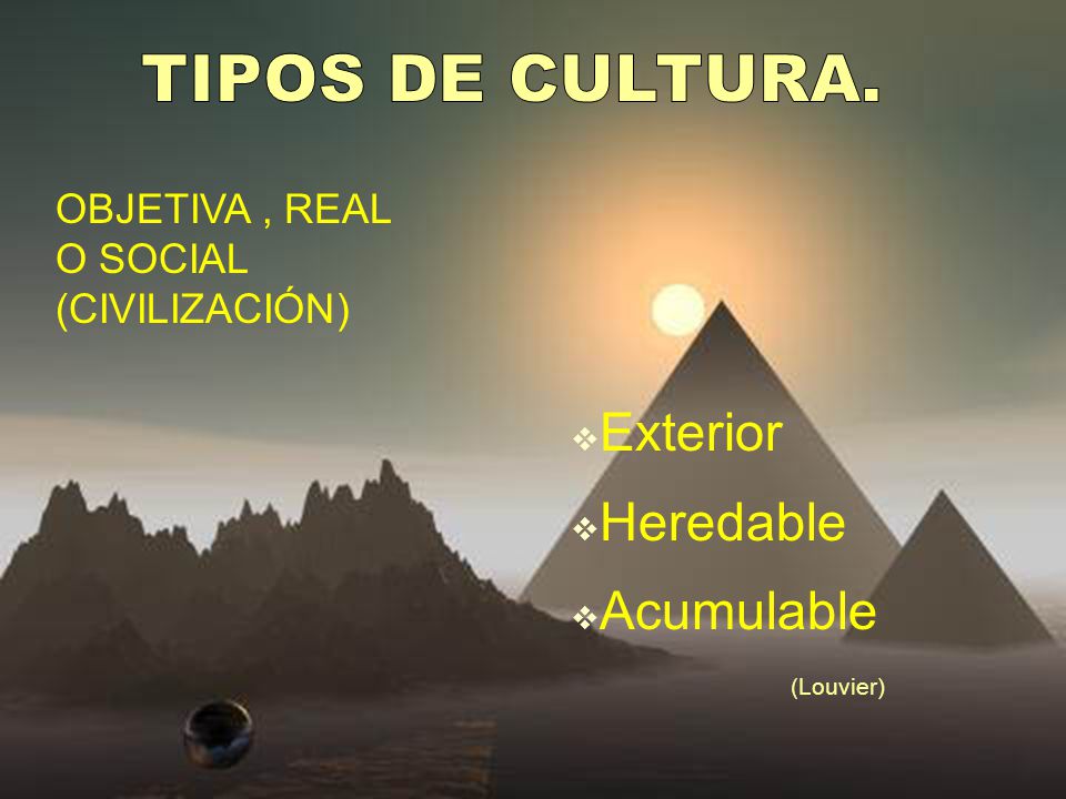 TIPOS DE CULTURA. Exterior Heredable Acumulable