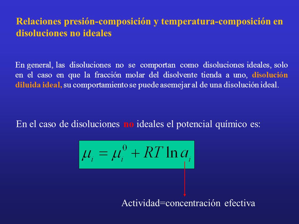 Relaciones presión-composición y temperatura-composición en