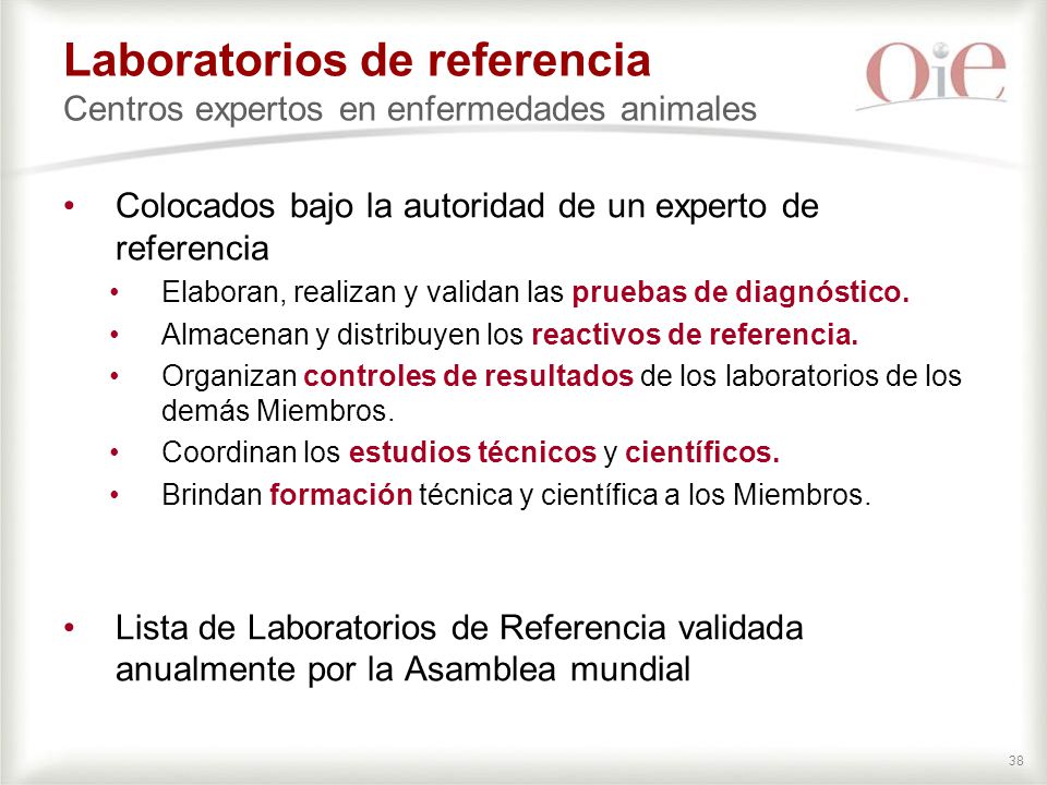 Laboratorios de referencia Centros expertos en enfermedades animales