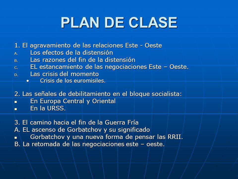 PLAN DE CLASE 1. El agravamiento de las relaciones Este - Oeste