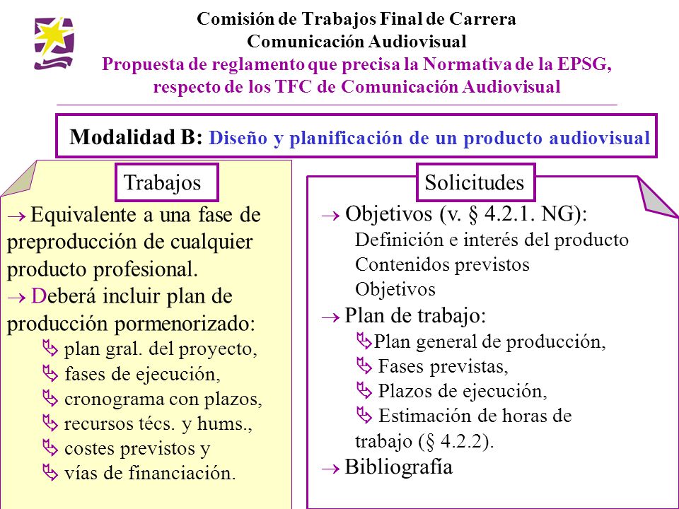 Modalidad B: Diseño y planificación de un producto audiovisual