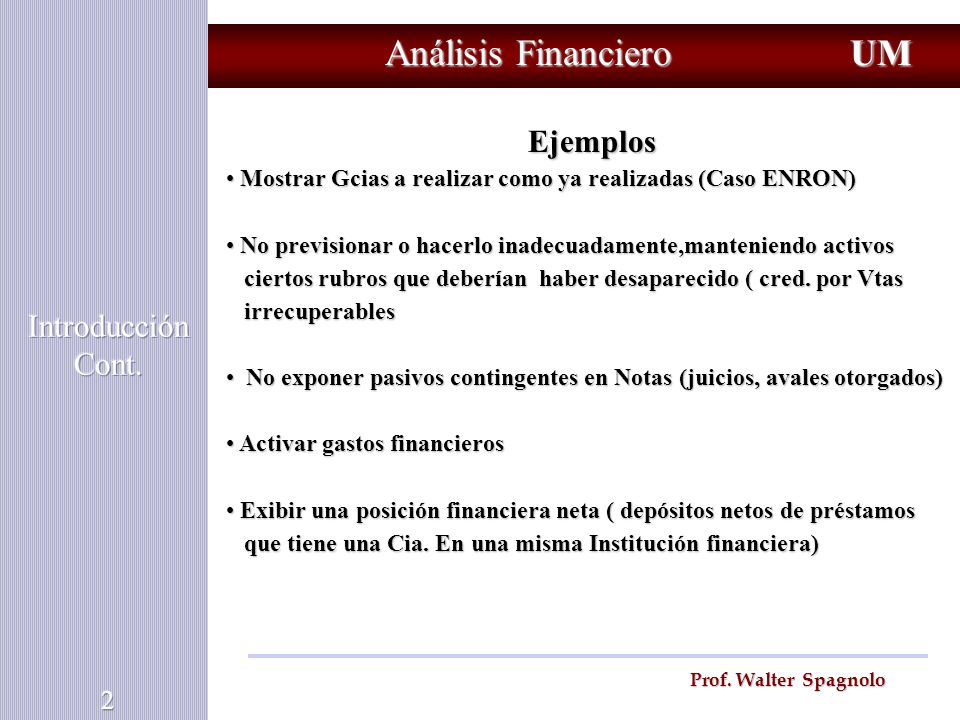 Análisis Financiero UM Ejemplos Introducción Cont. 2