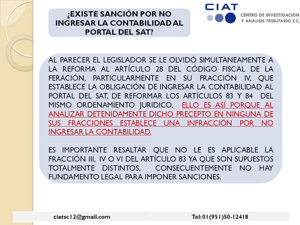 ¿EXISTE SANCIÓN POR NO INGRESAR LA CONTABILIDAD AL PORTAL DEL SAT