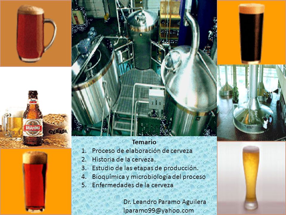 Temario Proceso de elaboración de cerveza. Historia de la cerveza. Estudio de las etapas de producción.