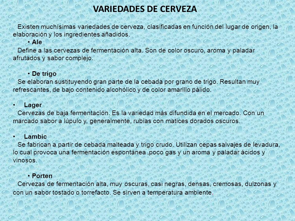 VARIEDADES DE CERVEZA