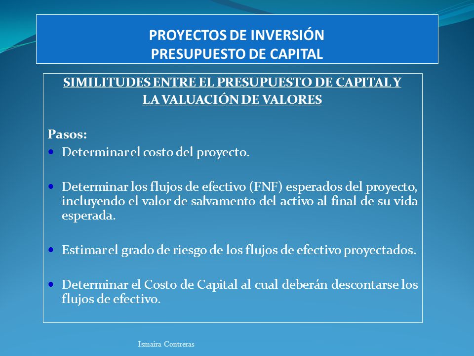PROYECTOS DE INVERSIÓN PRESUPUESTO DE CAPITAL
