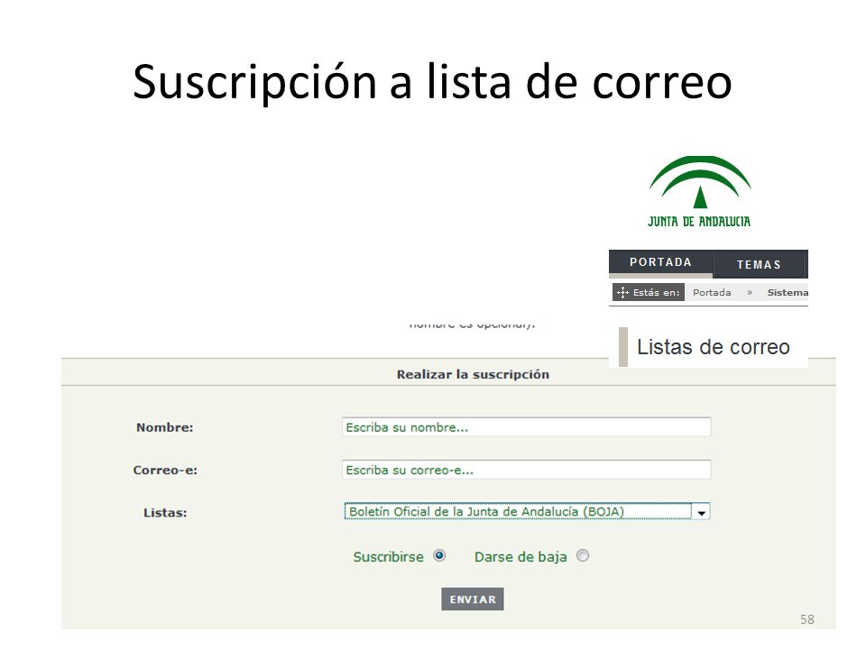 Suscripción a lista de correo