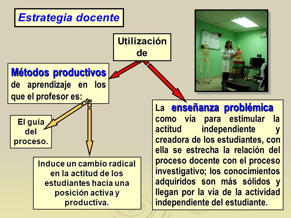Métodos productivos de aprendizaje en los que el profesor es:
