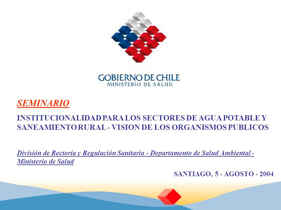 SEMINARIO INSTITUCIONALIDAD PARA LOS SECTORES DE AGUA POTABLE Y SANEAMIENTO RURAL - VISION DE LOS ORGANISMOS PUBLICOS.