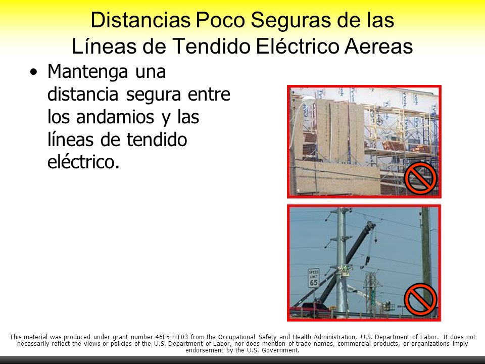 Distancias Poco Seguras de las Líneas de Tendido Eléctrico Aereas