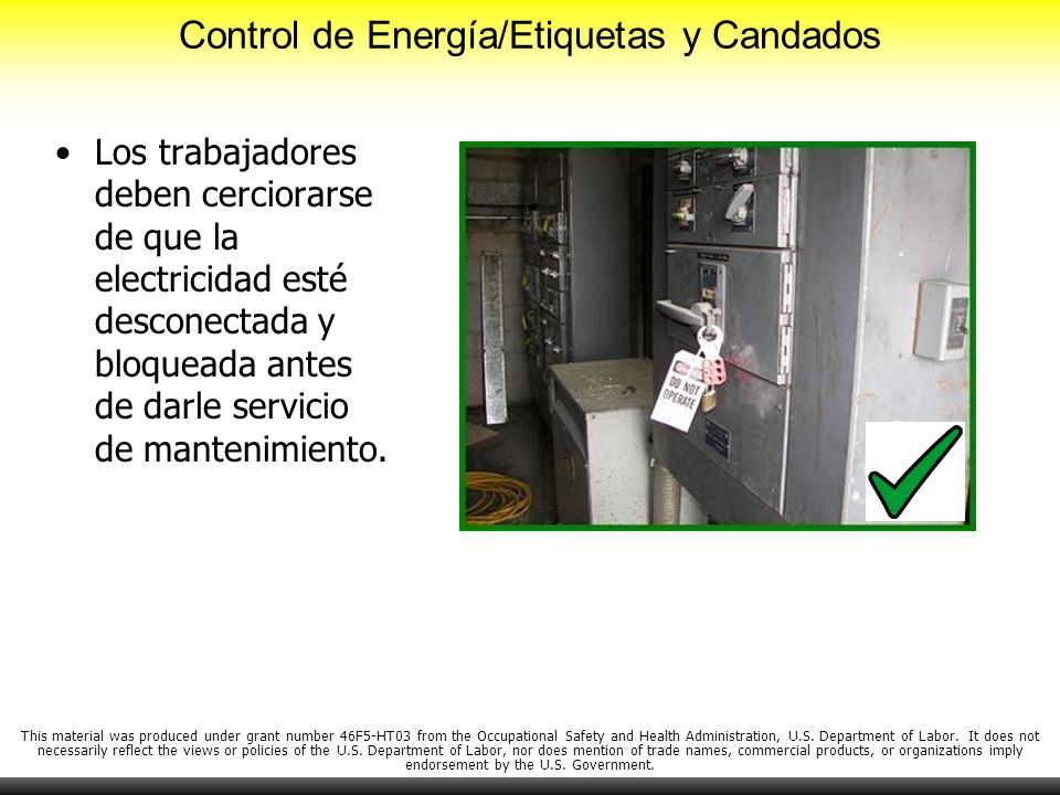 Control de Energía/Etiquetas y Candados
