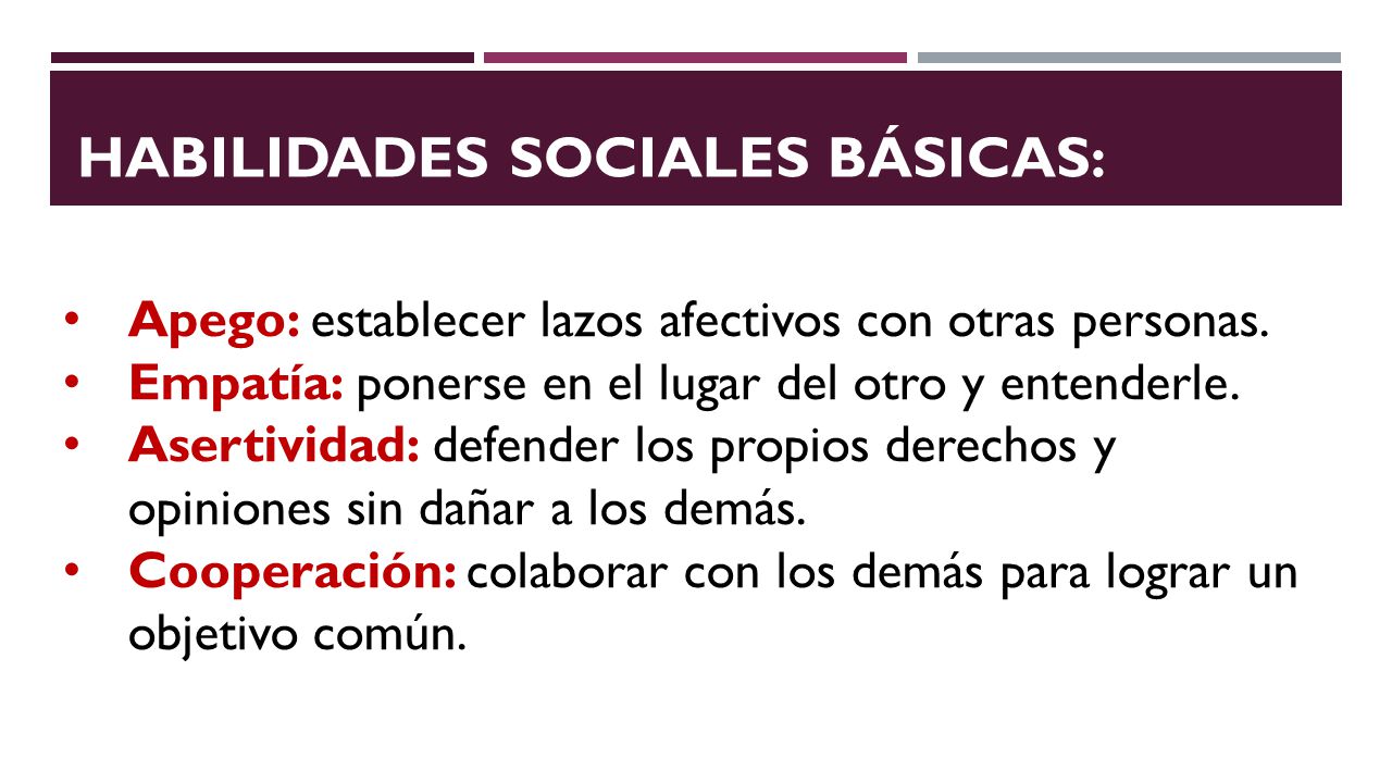 Habilidades sociales BÁSICAS: