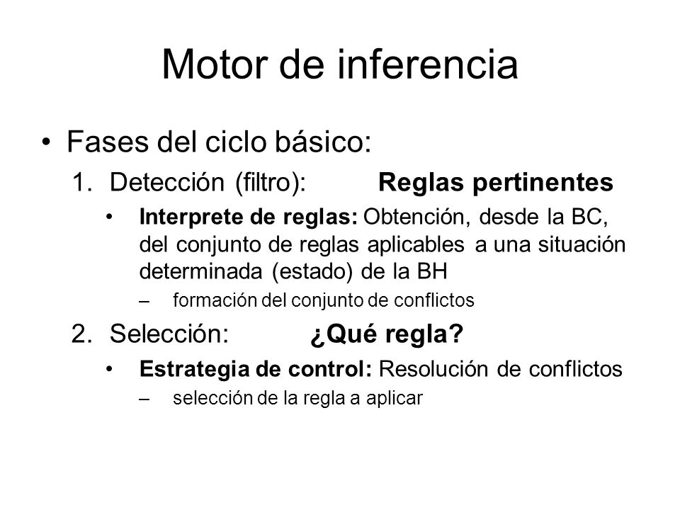 Motor de inferencia Fases del ciclo básico: