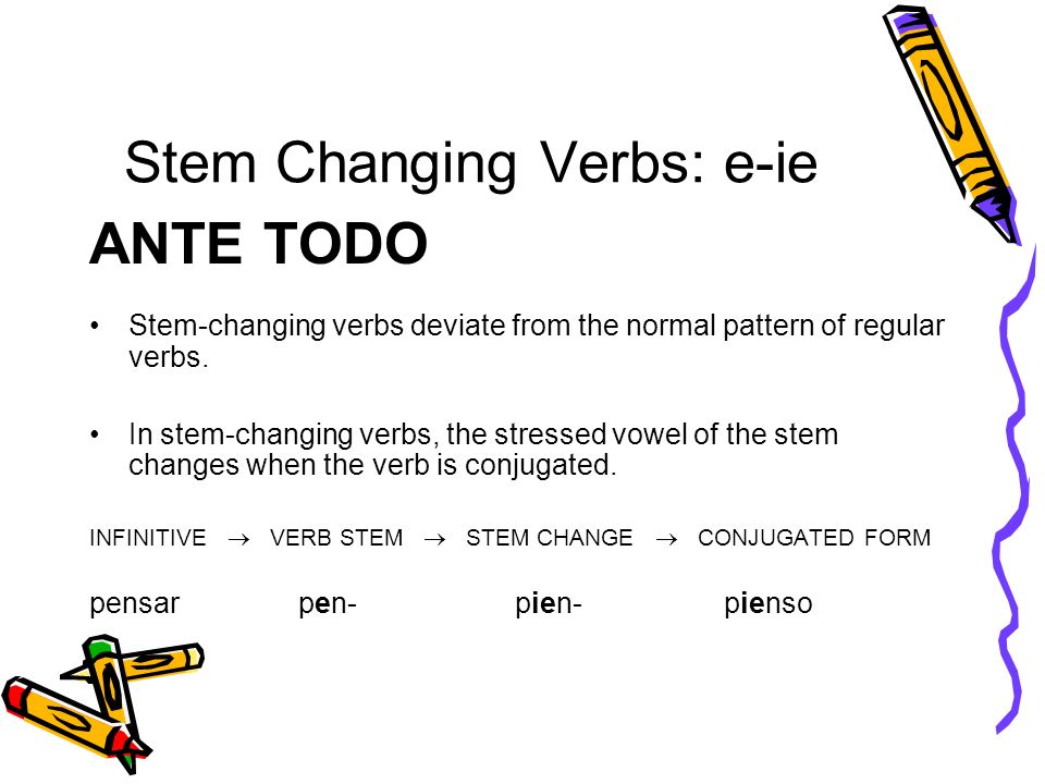 Stem Changing Verbs: e-ie