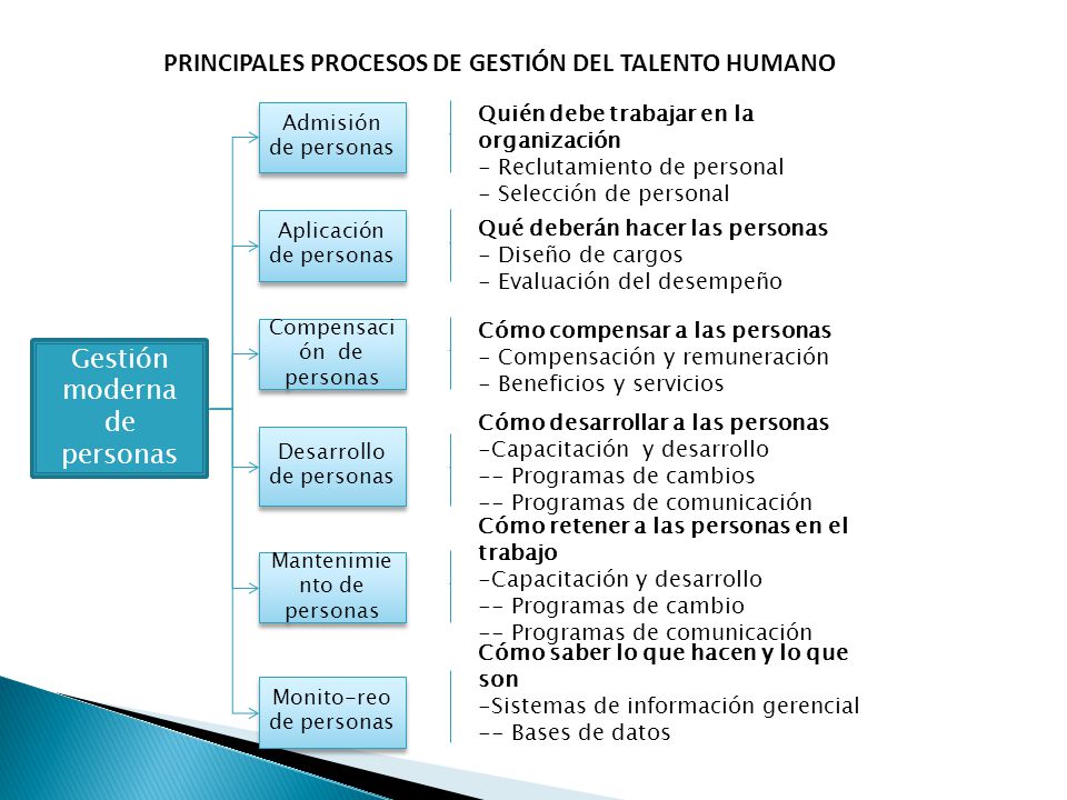 PRINCIPALES PROCESOS DE GESTIÓN DEL TALENTO HUMANO