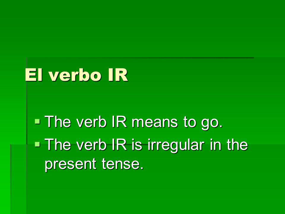 El verbo IR The verb IR means to go.