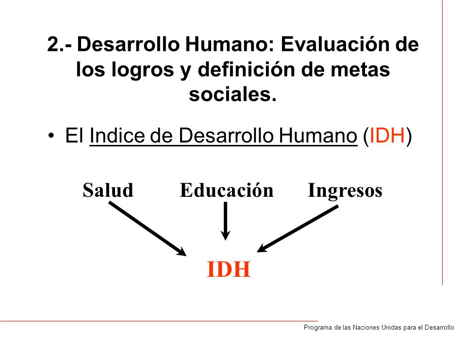 2.- Desarrollo Humano: Evaluación de los logros y definición de metas sociales.
