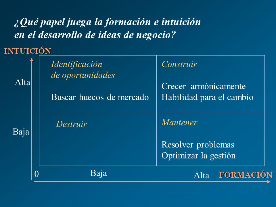 ¿Qué papel juega la formación e intuición en el desarrollo de ideas de negocio