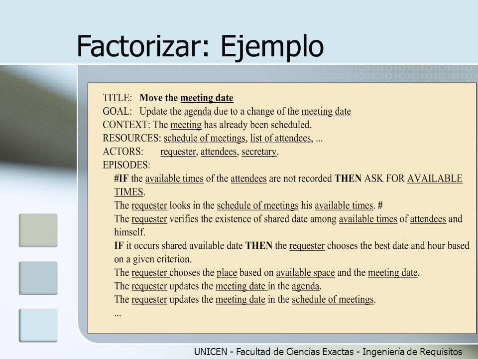 Factorizar: Ejemplo UNICEN - Facultad de Ciencias Exactas - Ingeniería de Requisitos
