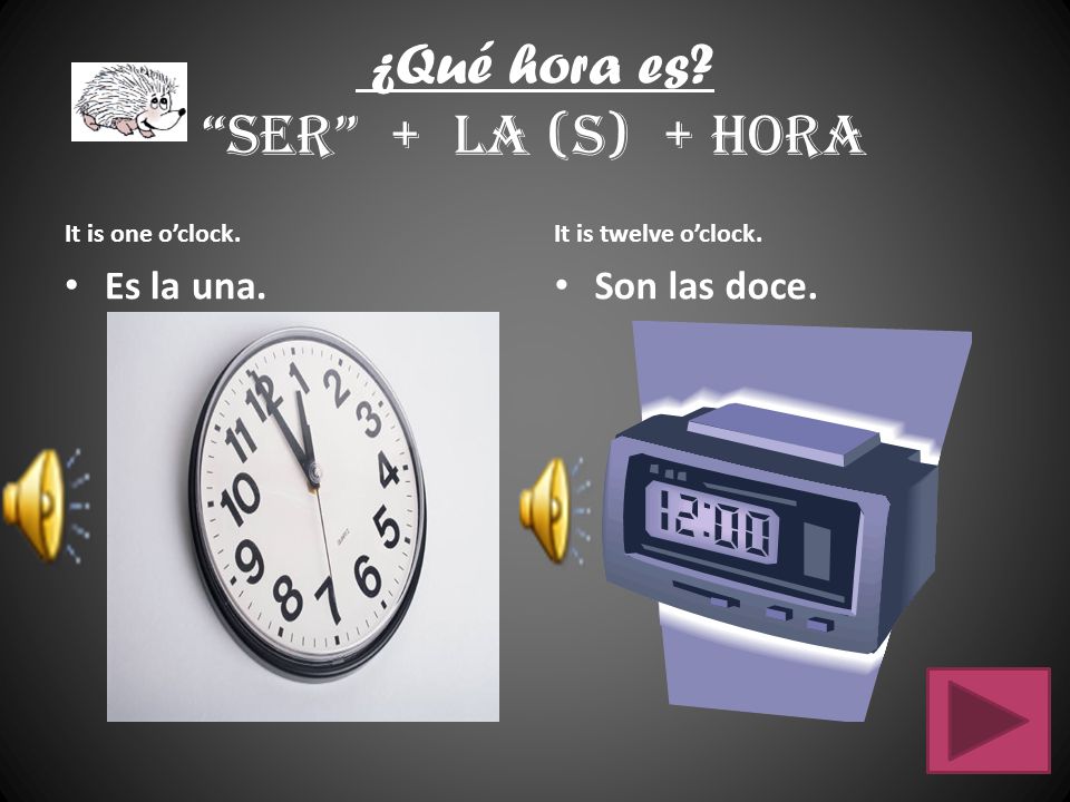 ¿Qué hora es Ser + la (s) + hora