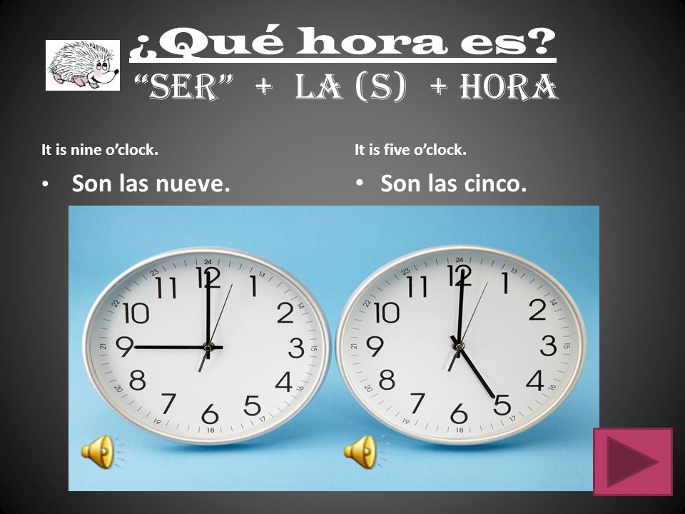 ¿Qué hora es Ser + la (s) + hora